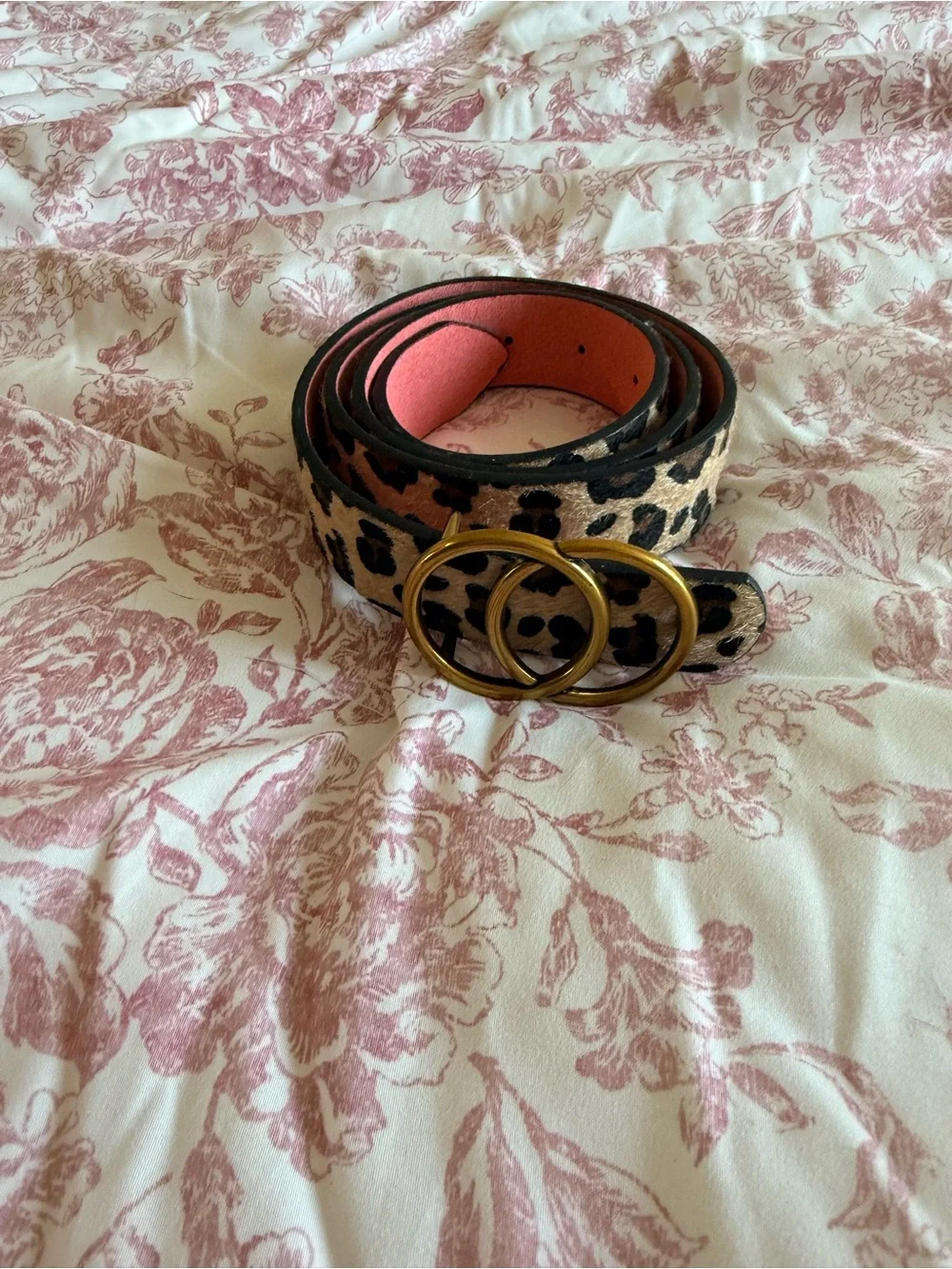 Leopard Print Double Ring Belt - Women's Accessory